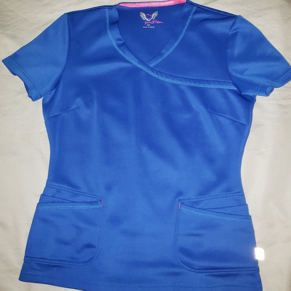 Smitten Scrub Set Galaxy Blue Small Top & XS Pants - Picture 3 of 4